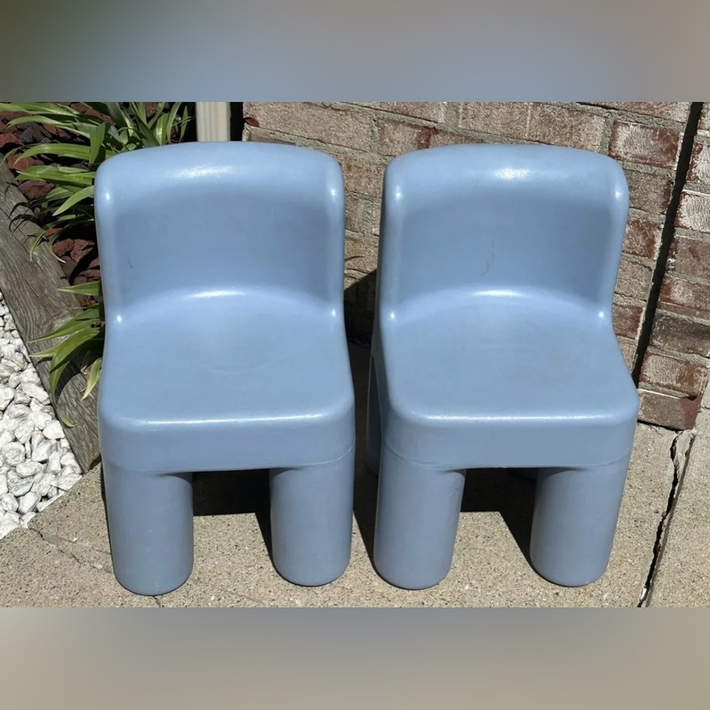 Vintage Little Tikes Chunky Chair Light Blue Lot Of 2 GUC